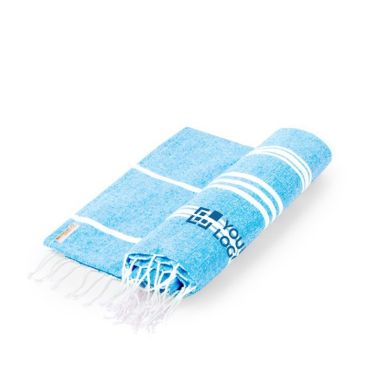 Pareo telo con righe bianche in cotone riciclato e poliestere 255 g/m²