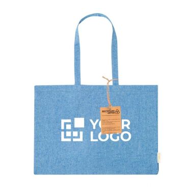Borsa con soffietto in cotone riciclato con manici lunghi 220g/m²