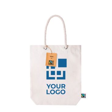 Borsa in cotone riciclato Fairtrade con manici lunghi in corda 280g/m²