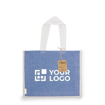 Borsa in cotone riciclato e iuta con manici lunghi 140g/m².