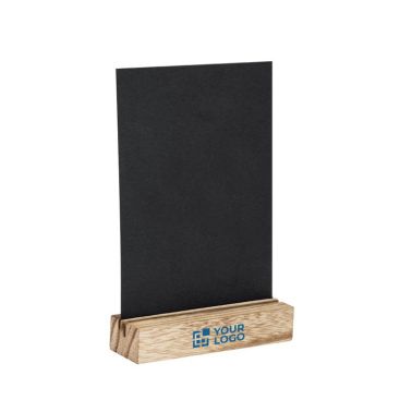 Porta grafica a lavagna a doppia faccia rettangolare con base in legno