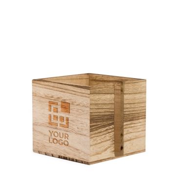 Portatovaglioli a cubo in legno naturale con scanalatura su un lato