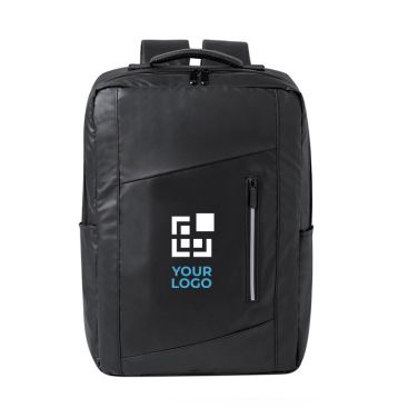 Zaino in similpelle con striscia riflettente e tasca per pc da 15''