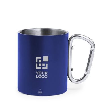 Tazza a doppia parete in acciaio inox con manico a moschettone 300 ml