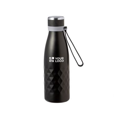 Borraccia acciaio inox con motivo a rombi e laccetto in silicone 550ml