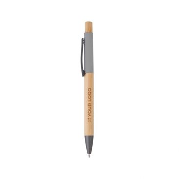 Penna in bambù con dettagli colorati in alluminio ed inchiostro blu