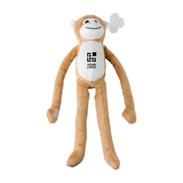 Scimmia di peluche con velcro sulle mani ed etichetta personalizzabile