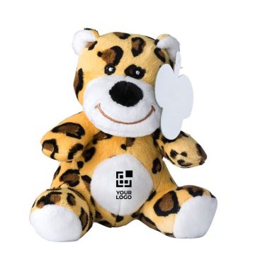 Piccolo leopardo di peluche con etichetta e occhi ricamati