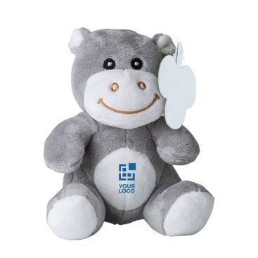 Ippopotamo di peluche con occhi ricamati ed etichetta personalizzabile