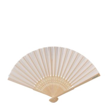 Ventaglio in poliestere e bambù con decorazioni sulle aste