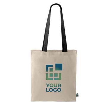 Shopper in cotone Fairtrade da 140 g/m² con manici lunghi neri