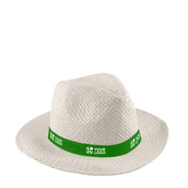 Cappello di carta classico a tesa larga con nastro personalizzabile