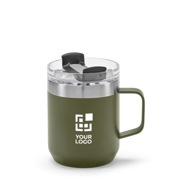 Tazza d'asporto in acciaio inox riciclato con coperchio girevole 350ml