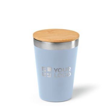 Bicchiere termico da viaggio acciaio riciclato con tappo in bambù 400ml