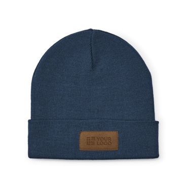 Berretto in lana ed rPET con patch personalizzabile sul risvolto