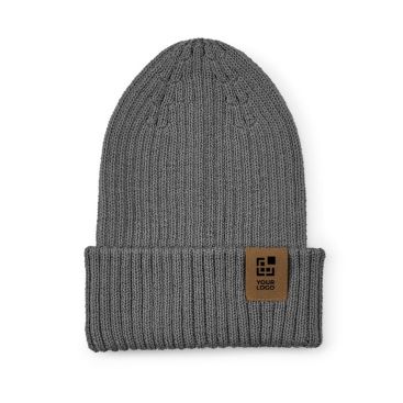 Berretto in cotone riciclato e patch personalizzabile finitura a coste Berretto in cotone riciclato e patch personalizzabile finitura a coste