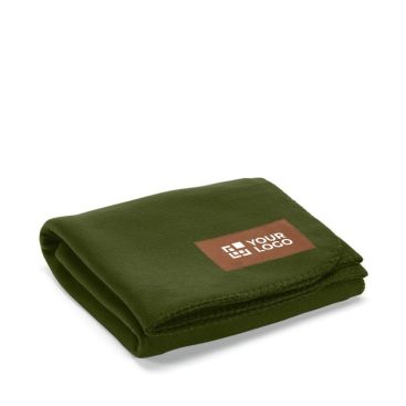 Coperta ecologica in rPET da 180 g/m² con toppa in PU personalizzabile