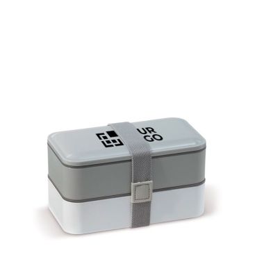 Lunch box stile bento a due piani con più scomparti e posate 1.250ml