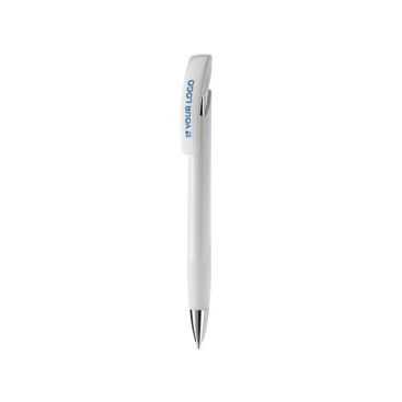 Penna in plastica con clip e impugnatura colorata color azzurro