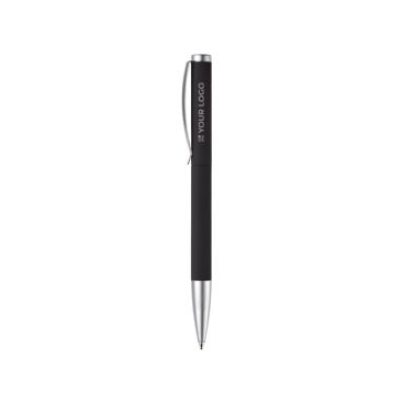 Penna twist in alluminio con clip e punta in metallo e inchiostro blu