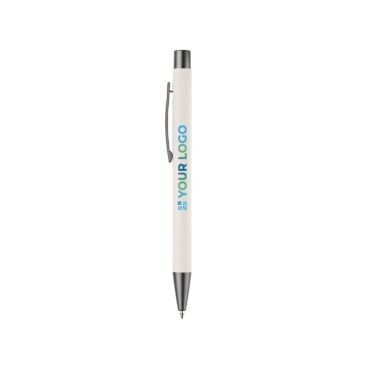 Penna in alluminio con finitura soft-touch e inchiostro blu color bianco seconda vista