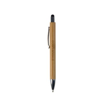 Penna in bambù con gommino touch colorato e inchiostro blu