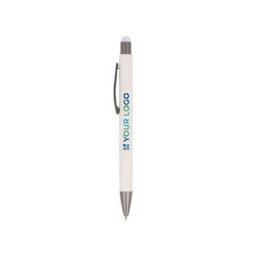 Penna a sfera in carta sostenibile con gommino touch e inchiostro blu