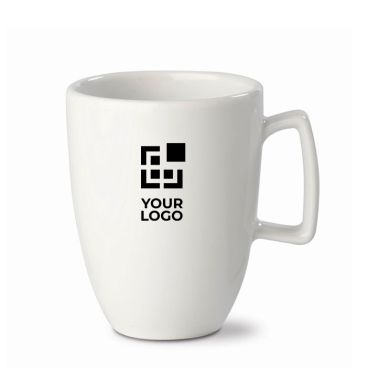 Tazza bianca di porcellana con manico rettangolare da 230ml