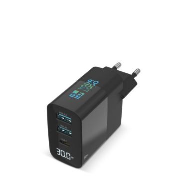 Presa da muro da 30W per caricare più dispositivi con schermo LED color nero