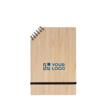 Blocco note con copertina in bambù e spirale in un angolo A5