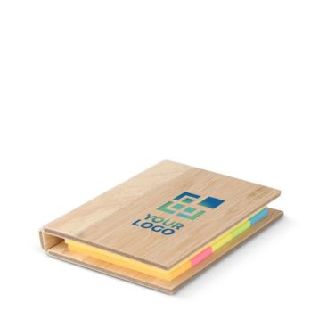 Blocchetto di bambù con post-it gialli e segnapagina adesivi