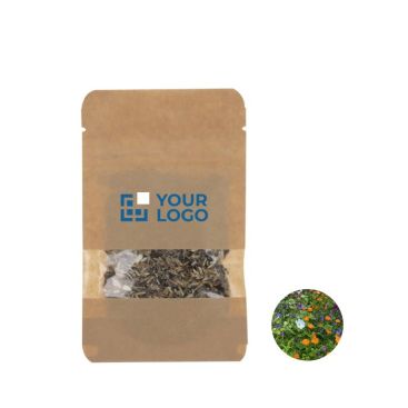 Sacchetto di carta kraft con semi di fiori da piantare color marrone