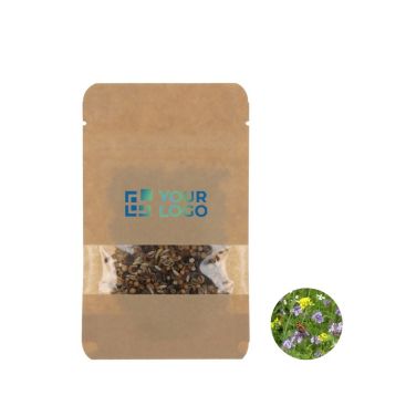 Sacchetto di carta kraft con semi di fiori d'ape e di farfalla