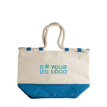 Borsa in canvas da 380g/m² con base colorata e manici in corda