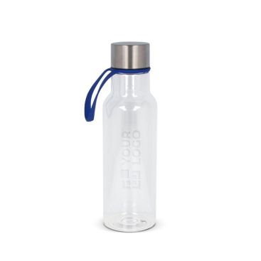 Borraccia in rPET trasparente con laccetto in gomma colorato 600ml