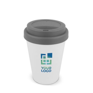 Bicchiere da asporto in plastica riciclata con tappo colorato 250ml