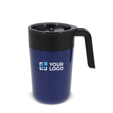 Tazza da viaggio con manico in acciaio inox e PP a doppia parete 400ml