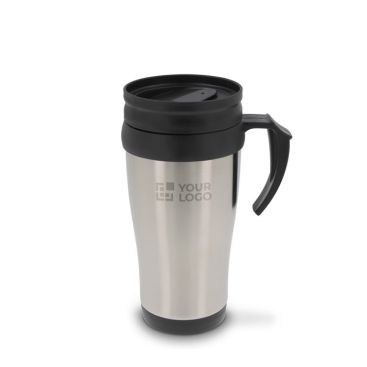 Bicchiere da viaggio a doppia parete in acciaio e PP con manico 350ml