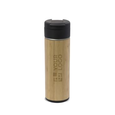 Borraccia in acciaio inox a doppia parete con finitura in bambù 400ml