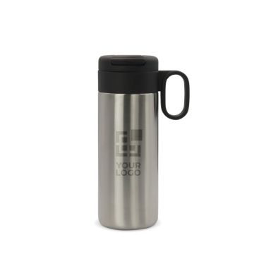 Borraccia in acciaio inox con tappo incernierato nero con manico 400ml