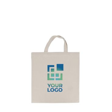 Shopper pubblicitaria con manici corti in cotone OEKO-TEX da 220g/m²
