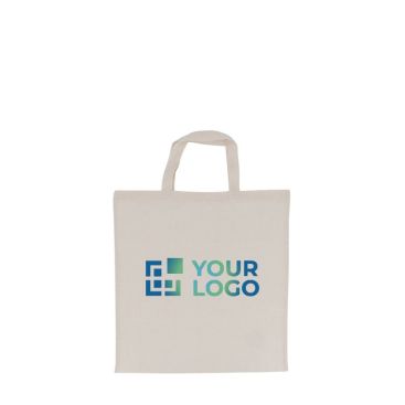 Shopper promozionale con manici corti in cotone OEKO-TEX140 g/m²