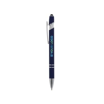 Penna touch in alluminio con finitura soft-touch e inchiostro blu