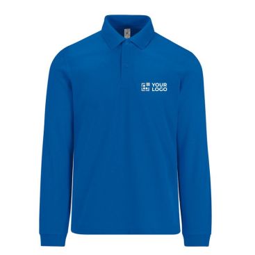 Polo classica a maniche lunghe in cotone piqué 180 g/m² B&C color blu reale