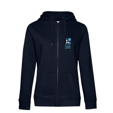 Felpa da donna con zip completa in cotone e poliestere 280 g/m² B&C color blu mare