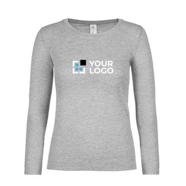 Maglia con logo da donna a maniche lunghe in cotone 145 g/m² B&C color grigio jeansato
