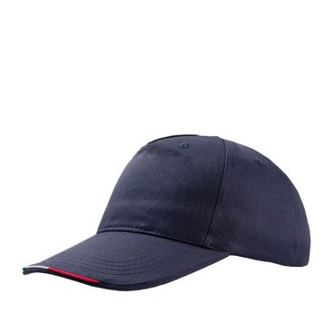 Cappellino in cotone colorato con bandiera italiana sulla visiera