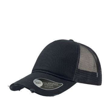 Cappellino in cotone chino con visiera consumata e corpo in rete
