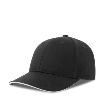 Cappellino con visiera sandwich in cotone riciclato e organico 270g/m² color bianco/nero