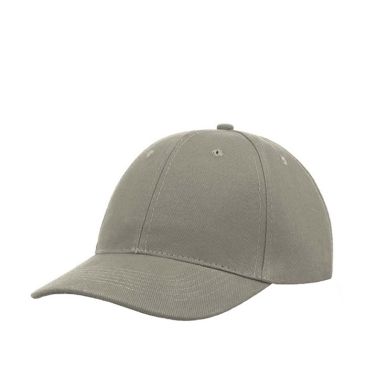 Cappello 6 pannelli e chiusura a fibbia in twill di cotone spazzolato color grigio chiaro